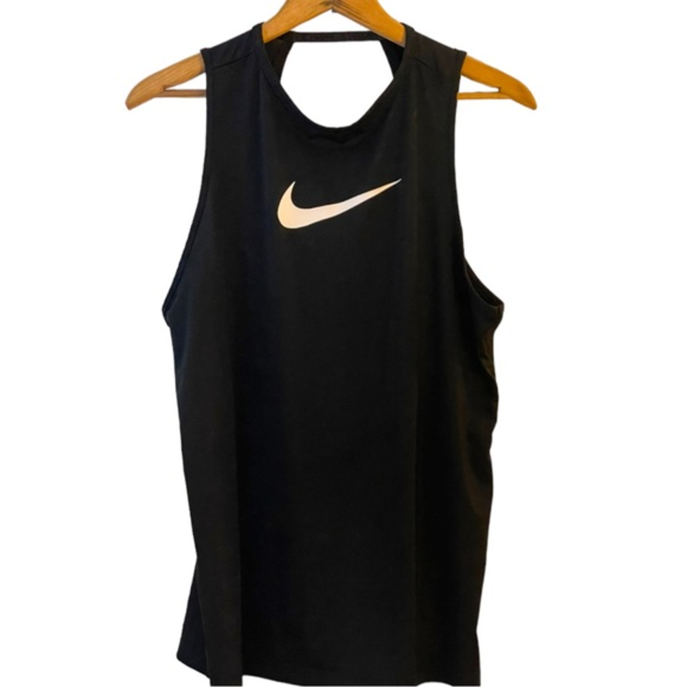 Nike black tank top for workout, back is cut out.‎ NWOT size L